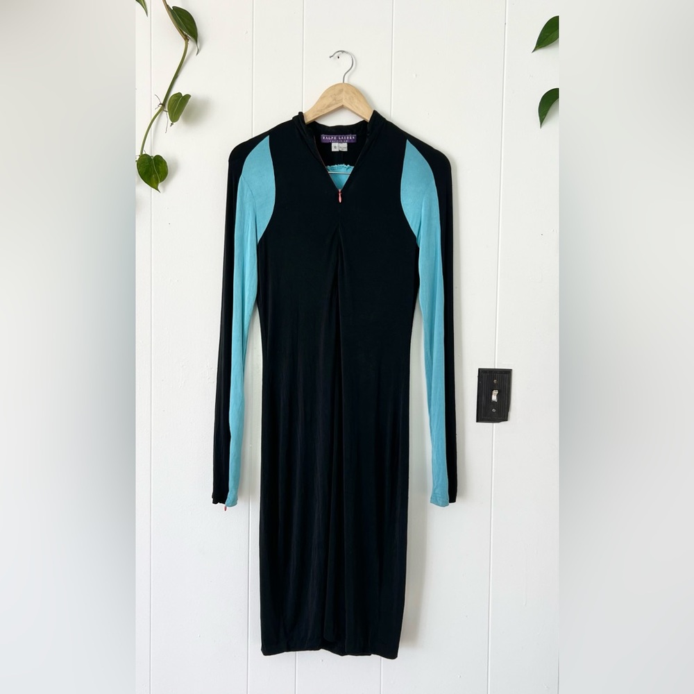 Ralph Lauren Collection Purple Label Rare Silk Bodycon Mock Neck Dress Size 8